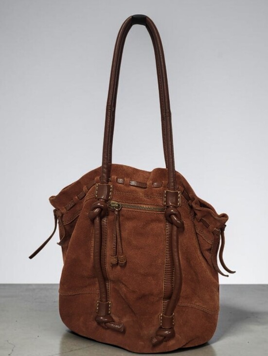 Lucky Brand Handbags - Lucky Brand Large Brown Suede Hobo Bag Slouchy Bucket Purse Hippy Boho
